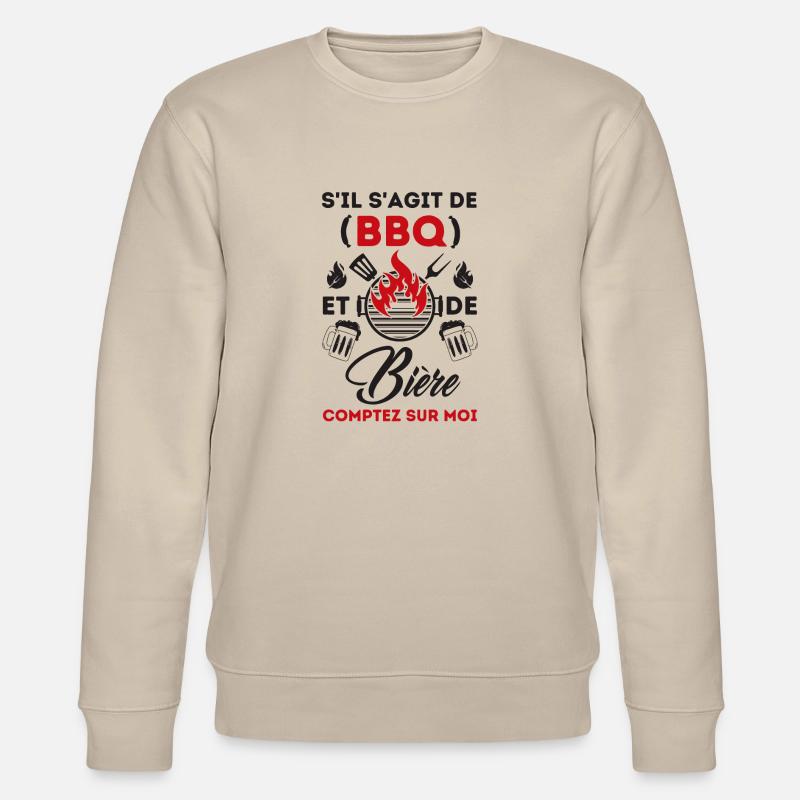 Barbecue et bière 1 - Sweat bio CHANGER Stanley/Stella Unisexe - beige