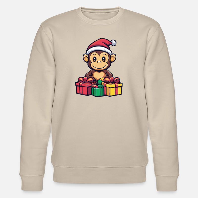 Affe Weihnachten Geschenke - Stanley/Stella Unisex Bio-Sweatshirt CHANGER  - Beige