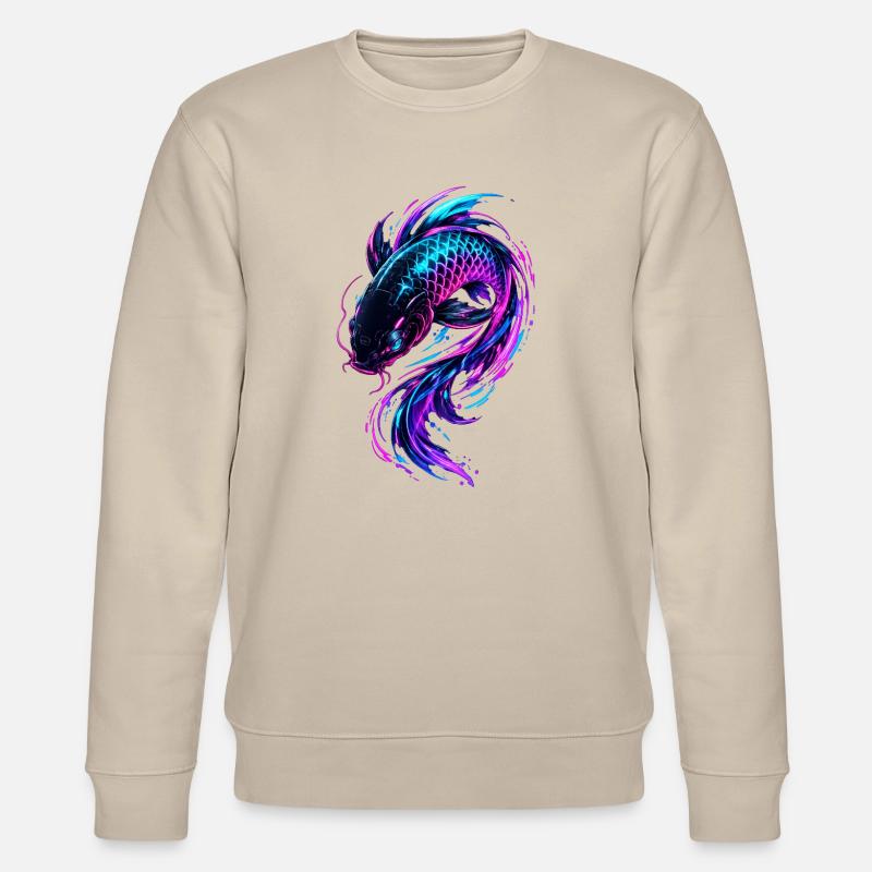 Flux de Koi Néon - Sweat bio CHANGER Stanley/Stella Unisexe - beige