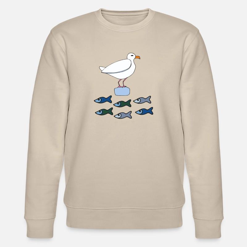 möve mit fischen - Stanley/Stella Unisex Bio-Sweatshirt CHANGER  - Beige