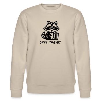 Waschbär Stay Trashy - Stanley/Stella Unisex Bio-Sweatshirt CHANGER  - Beige - Vorne - Nik (191cm) & Marisol (170cm)