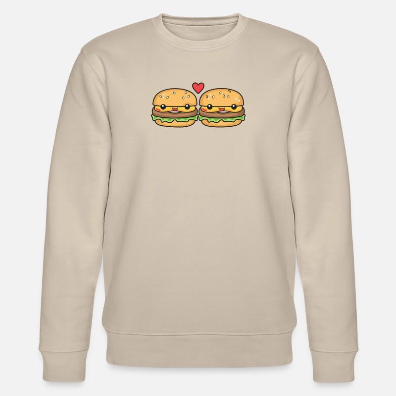 Burger Paar Liebe Herz Comic - Stanley/Stella Unisex Bio-Sweatshirt CHANGER  - Beige