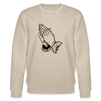 Betende Hände Praying Hands - Stanley/Stella CHANGER Unisex Organic Sweatshirt - beige - Front - Nik (191cm) & Marisol (170cm)