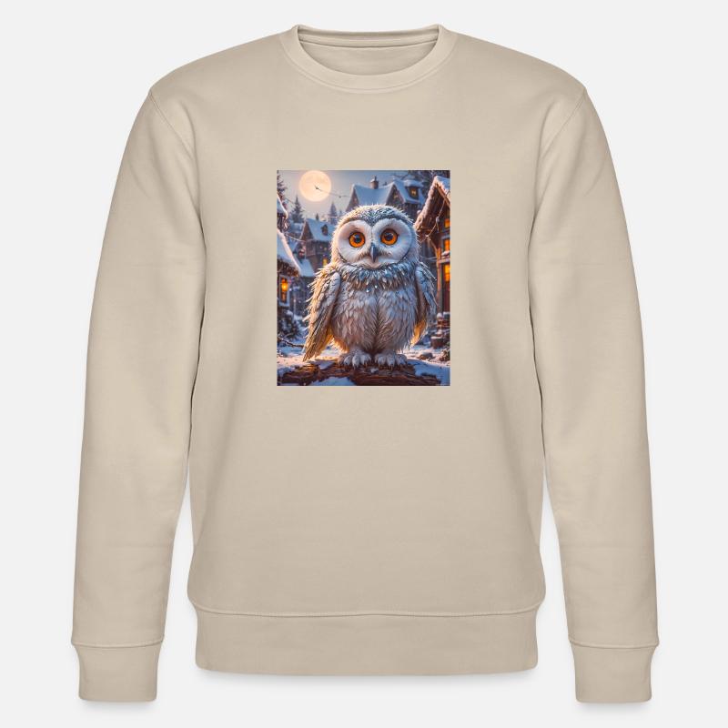 Super süße Vögel – Schneeeule - Stanley/Stella Unisex Bio-Sweatshirt CHANGER  - Beige