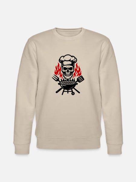 Grill Skull Chef Grilling - Stanley/Stella CHANGER Unisex Organic Sweatshirt - beige