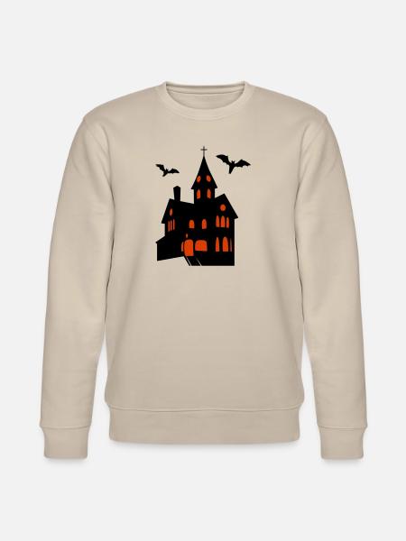 Spooky Castle with Bats Halloween - Stanley/Stella CHANGER Unisex Organic Sweatshirt - beige