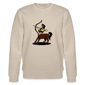Schütze Horoskop Zentaur girl amazone - Stanley/Stella Unisex Bio-Sweatshirt CHANGER  - Beige - Vorne - Nik (191cm) & Marisol (170cm)