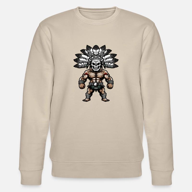 Crâne Atztek - Sweat bio CHANGER Stanley/Stella Unisexe - beige