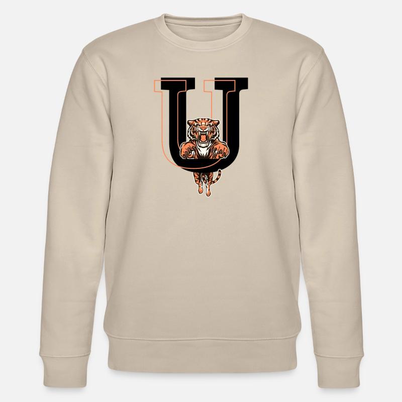 Buchstabe u Tiger - Geschenkidee - Stanley/Stella Unisex Bio-Sweatshirt CHANGER  - Beige