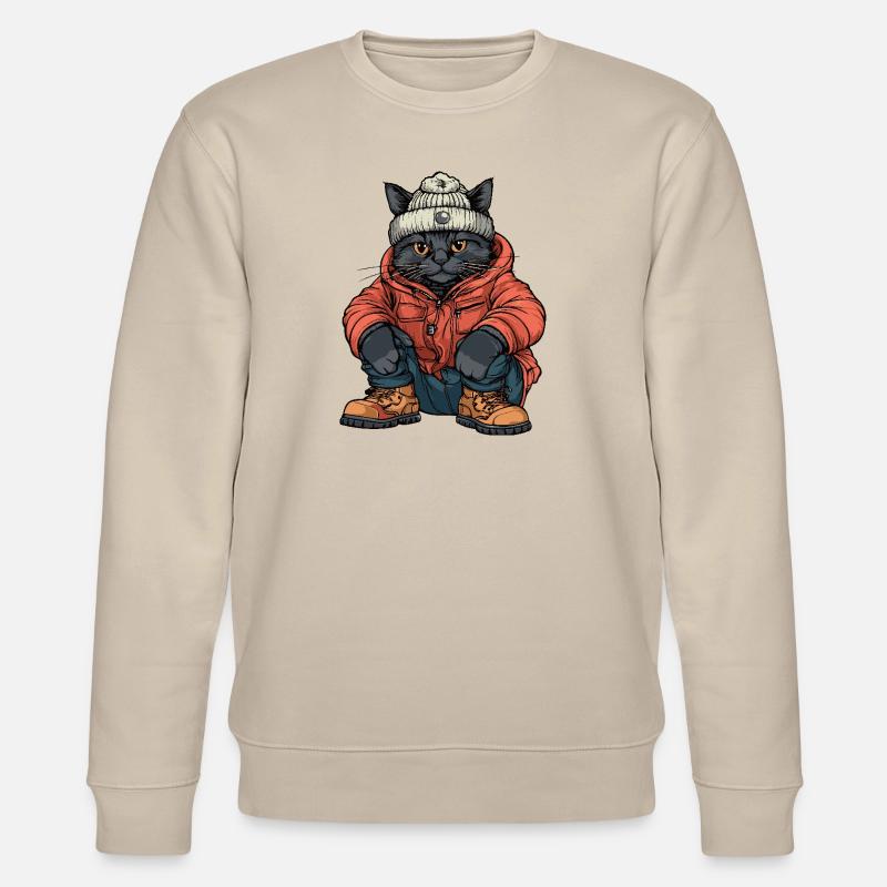 Chat Drôle d’Hiver - Sweat bio CHANGER Stanley/Stella Unisexe - beige