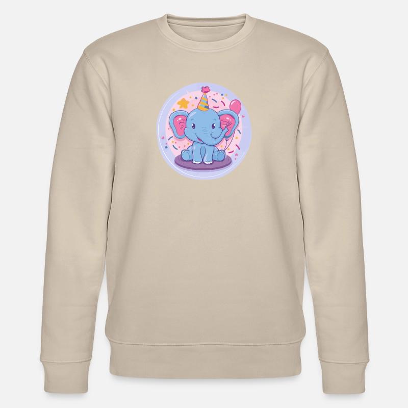 Éléphant Anniversaire Bébé - Sweat bio CHANGER Stanley/Stella Unisexe - beige