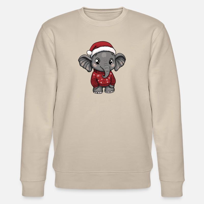 Elefant Weihnachten Comic - Stanley/Stella Unisex Bio-Sweatshirt CHANGER  - Beige