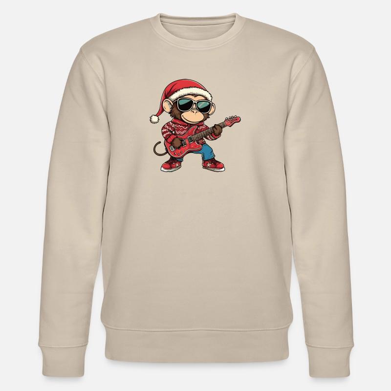 Monkey Noël Guitare Rocker - Sweat bio CHANGER Stanley/Stella Unisexe - beige
