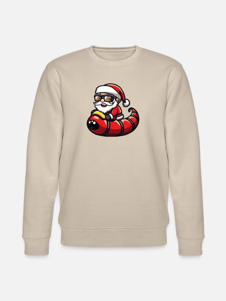 Worm Santa Claus Cartoon - Stanley/Stella CHANGER Unisex Organic Sweatshirt - beige