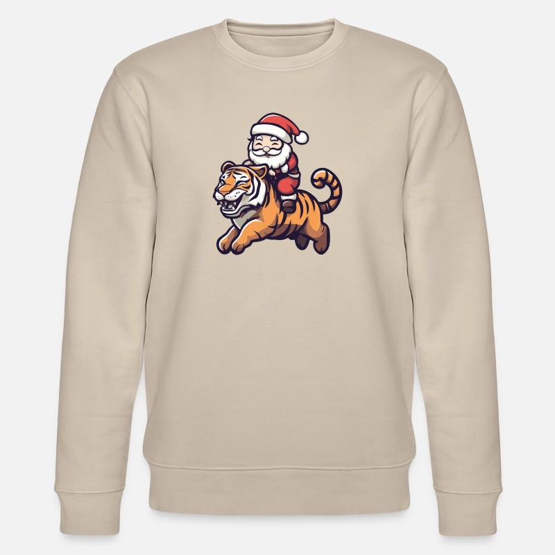 Tiger Weihnachtsmann - Stanley/Stella Unisex Bio-Sweatshirt CHANGER  - Beige