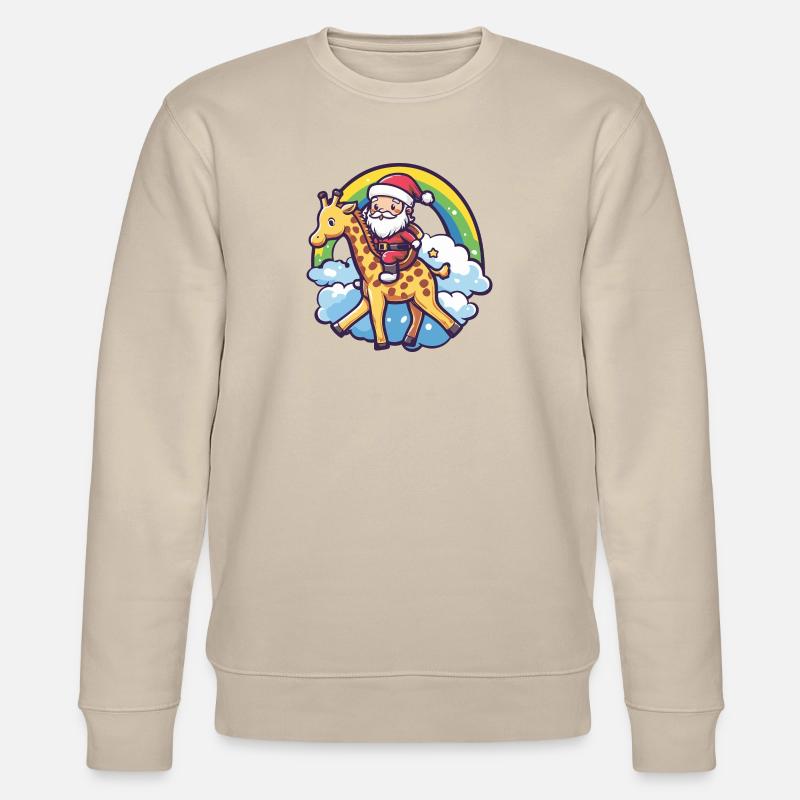 Girafe Père Noël Arc-en-ciel - Sweat bio CHANGER Stanley/Stella Unisexe - beige