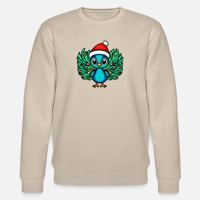 Paon Oiseau Noël - Sweat bio CHANGER Stanley/Stella Unisexe - beige