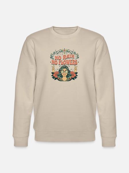 Kein Regen Keine Blumen Retro Hippie Positiv - Stanley/Stella Unisex Bio-Sweatshirt CHANGER  - Beige