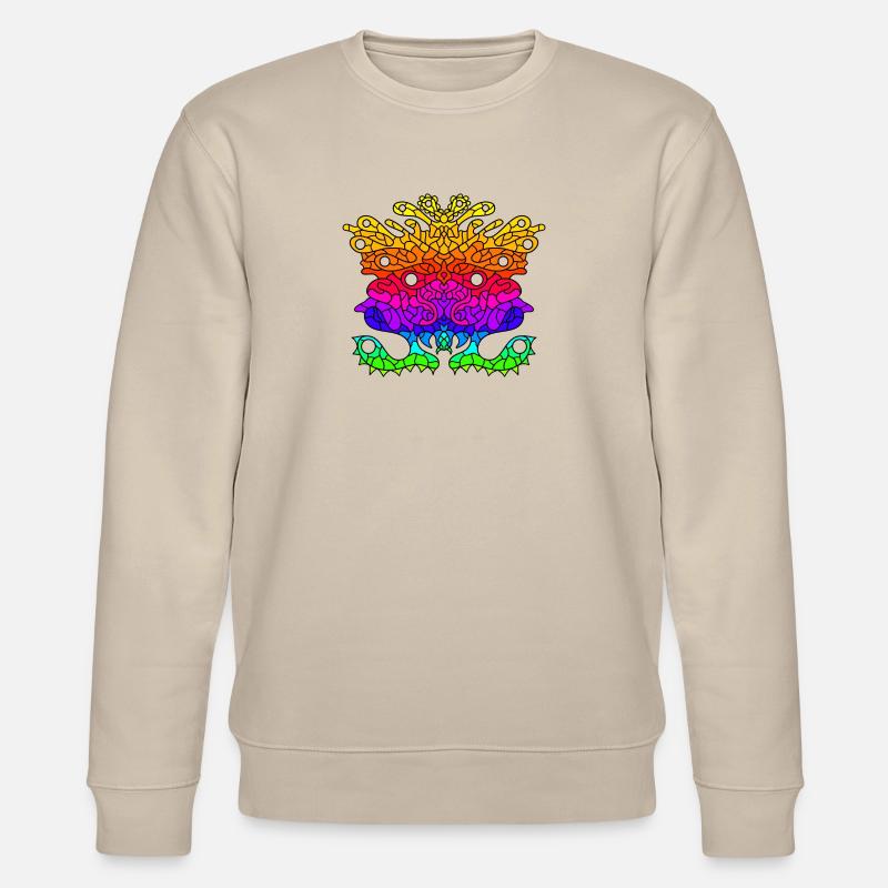 Abstract Rainbow Alien Creature - Stanley/Stella CHANGER Unisex Organic Sweatshirt - beige