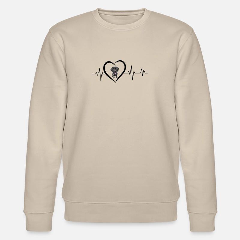 Schwarzer Labrador Herzschlag - Stanley/Stella Unisex Bio-Sweatshirt CHANGER  - Beige