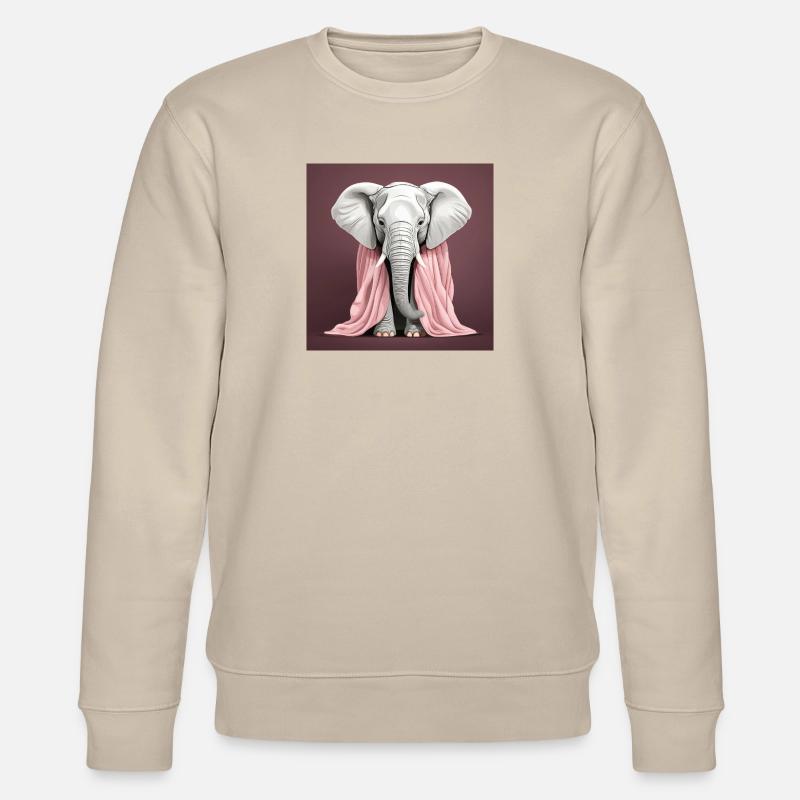 Elefant mit rosa Decke - Stanley/Stella Unisex Bio-Sweatshirt CHANGER  - Beige