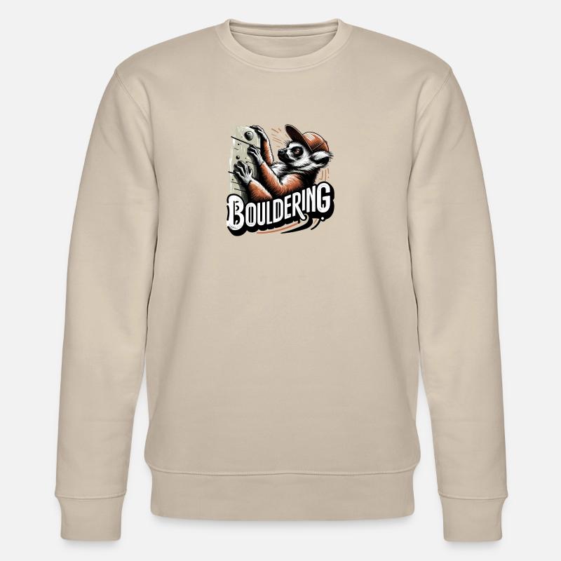 Bouldern Lemur Klettern Geschenk - Stanley/Stella Unisex Bio-Sweatshirt CHANGER  - Beige