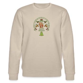 Zielen Sie hoch hinaus in den gemalten Himmel, Paintball-Zitat - Stanley/Stella Unisex Bio-Sweatshirt CHANGER  - Beige - Vorne - Nik (191cm) & Marisol (170cm)