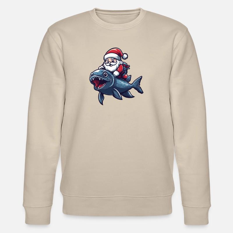 Piranha Poisson Père Noël - Sweat bio CHANGER Stanley/Stella Unisexe - beige