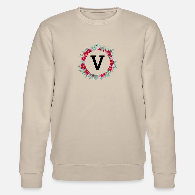 Buchstabe V Blumenkrone - Stanley/Stella Unisex Bio-Sweatshirt CHANGER  - Beige