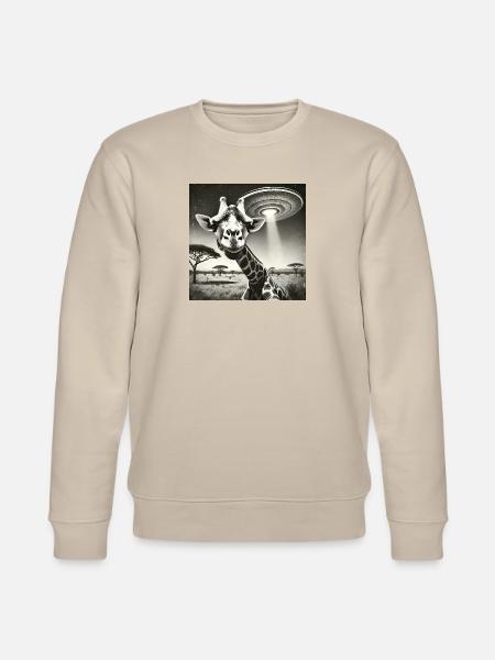 Lusitge Giraffe UFO Alien Selfie - Stanley/Stella CHANGER Unisex Organic Sweatshirt - beige