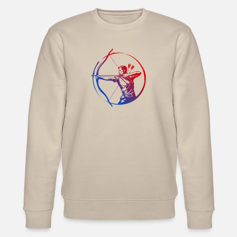 Bogenschießen Silhouette Bunt - Stanley/Stella Unisex Bio-Sweatshirt CHANGER  - Beige