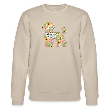 Poodle Flowers Dog Design love has paws - Stanley/Stella CHANGER Unisex Organic Sweatshirt - beige - Front - Nik (191cm) & Marisol (170cm)