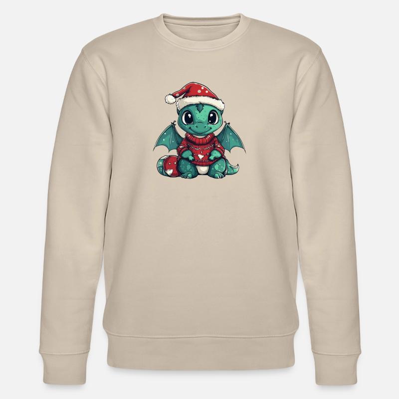 Drache Weihnachten Comic - Stanley/Stella Unisex Bio-Sweatshirt CHANGER  - Beige