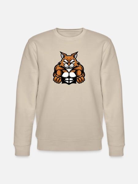 Cat Muscles Workout - Stanley/Stella CHANGER Unisex Organic Sweatshirt - beige