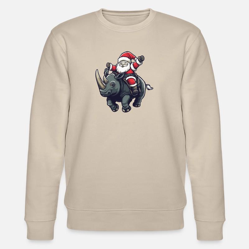 Rhinocéros Père Noël - Sweat bio CHANGER Stanley/Stella Unisexe - beige
