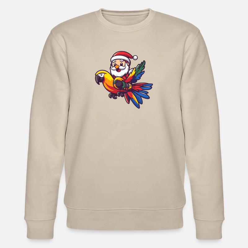 Perroquet Père Noël - Sweat bio CHANGER Stanley/Stella Unisexe - beige