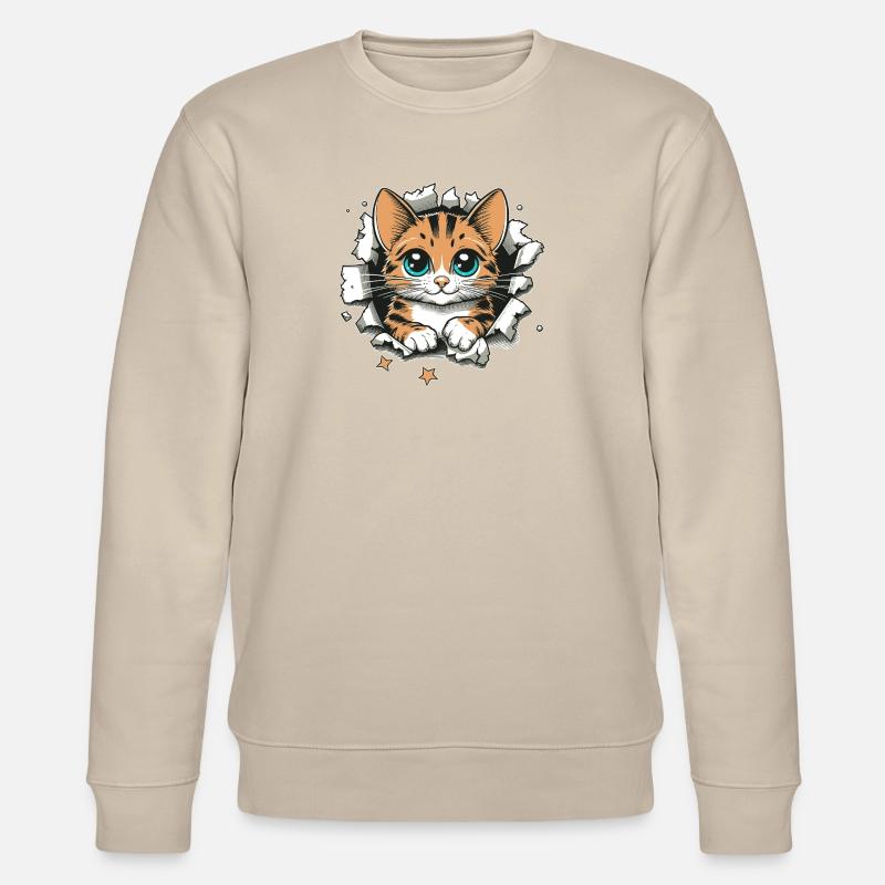 Chat mignon déchiré - Sweat bio CHANGER Stanley/Stella Unisexe - beige