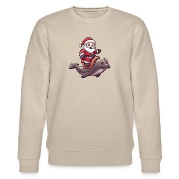 Robbe Tier Weihnachtsmann - Stanley/Stella Unisex Bio-Sweatshirt CHANGER  - Beige - Vorne - Nik (191cm) & Marisol (170cm)