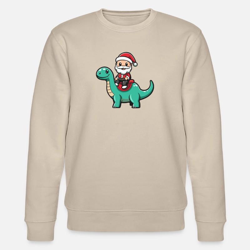 Dinosaurier brontosaurus Weihnachtsmann - Stanley/Stella Unisex Bio-Sweatshirt CHANGER  - Beige