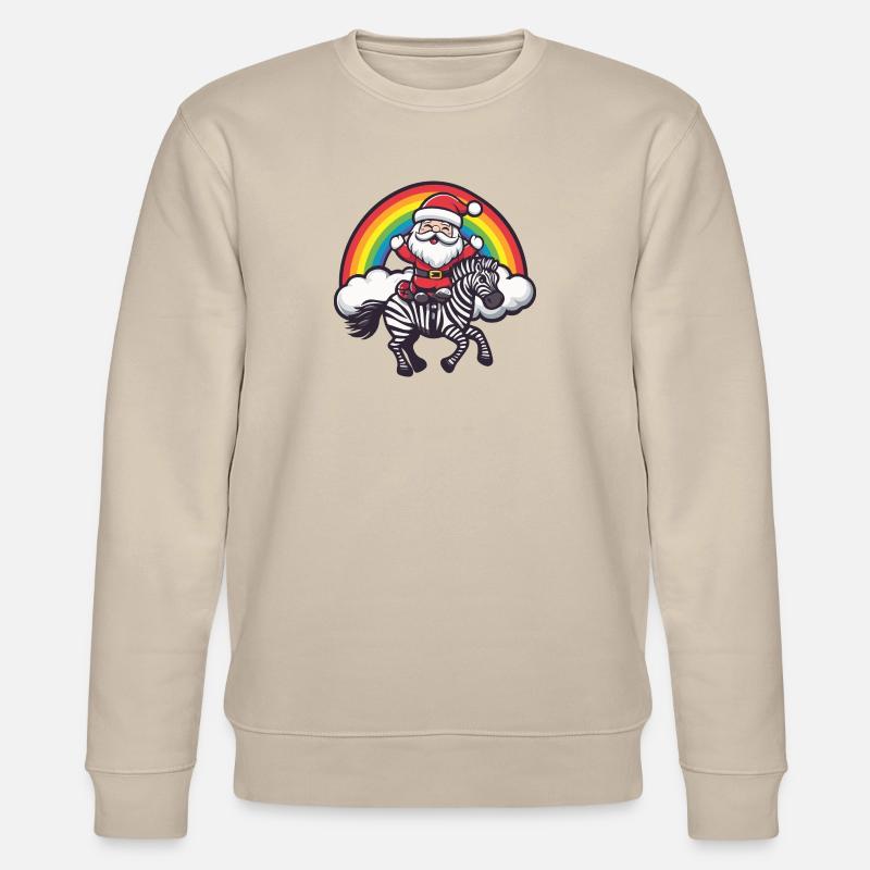 Zebra Weihnachtsmann Regenbogen - Stanley/Stella Unisex Bio-Sweatshirt CHANGER - Beige