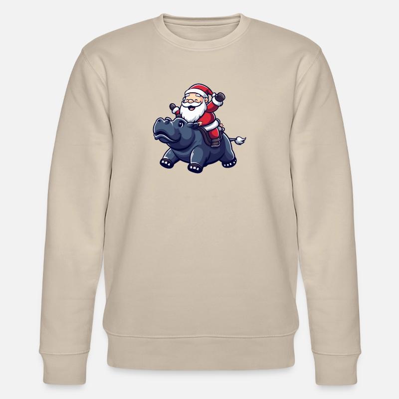 Nilpferd Weihnachtsmann - Stanley/Stella Unisex Bio-Sweatshirt CHANGER  - Beige