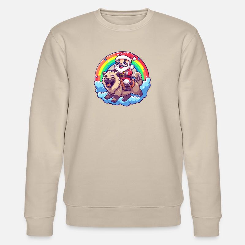 Hyäne Weihnachtsmann Regenbogen - Stanley/Stella Unisex Bio-Sweatshirt CHANGER  - Beige