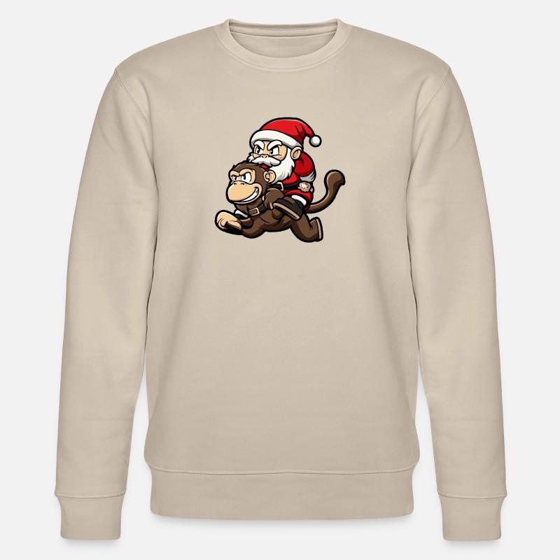 Singe Père Noël dessin animé - Sweat bio CHANGER Stanley/Stella Unisexe - beige