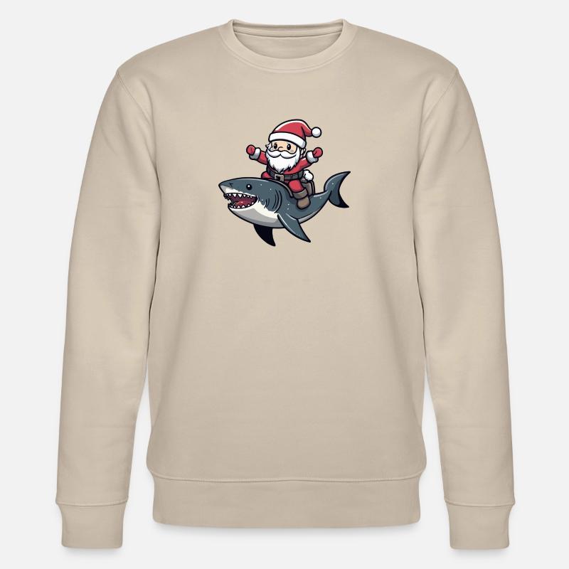 Requin Père Noël dessin animé - Sweat bio CHANGER Stanley/Stella Unisexe - beige