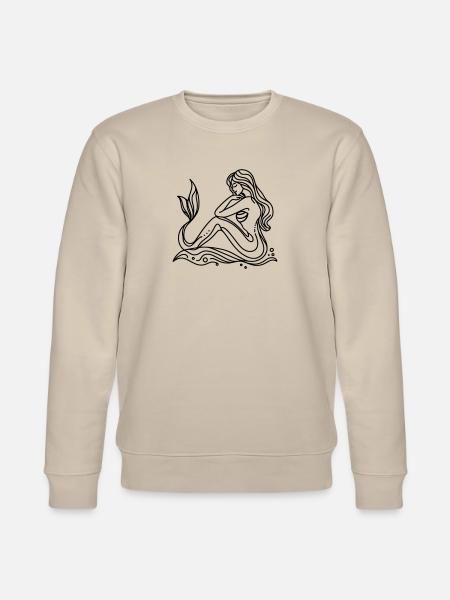 Lineart Tegning Havfrue - Stanley/Stella økologisk unisex-sweatshirt CHANGER  - beige