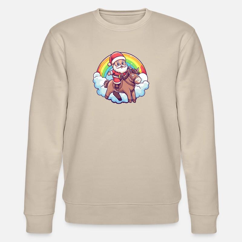 Âne Père Noël Arc-en-ciel - Sweat bio CHANGER Stanley/Stella Unisexe - beige