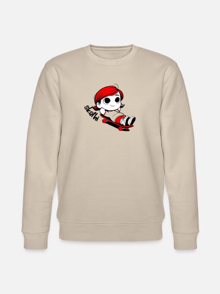 Kathi relaxes on a skateboard. - Stanley/Stella CHANGER Unisex Organic Sweatshirt - beige