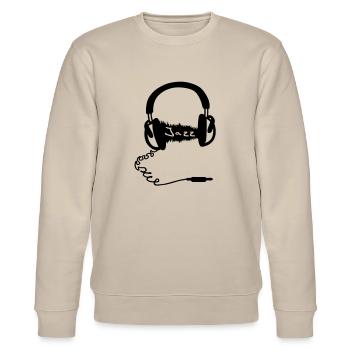Motif Casque audio Wave: Audiophile musique jazz - Sweat bio CHANGER Stanley/Stella Unisexe - beige - Devant - Nik (191cm) & Marisol (170cm)
