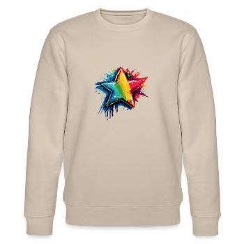 Star Rainbow Motif - Stanley/Stella CHANGER Unisex Organic Sweatshirt - beige - Front - Nik (191cm) & Marisol (170cm)