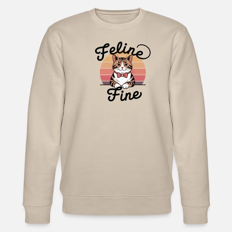 Feline Fine – Chat Sunset Rétro - Sweat bio CHANGER Stanley/Stella Unisexe - beige